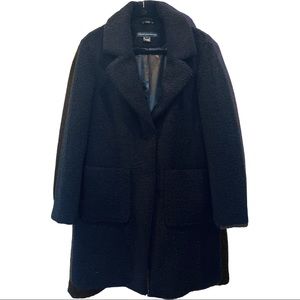 Black Mid length Boucle Coat.
